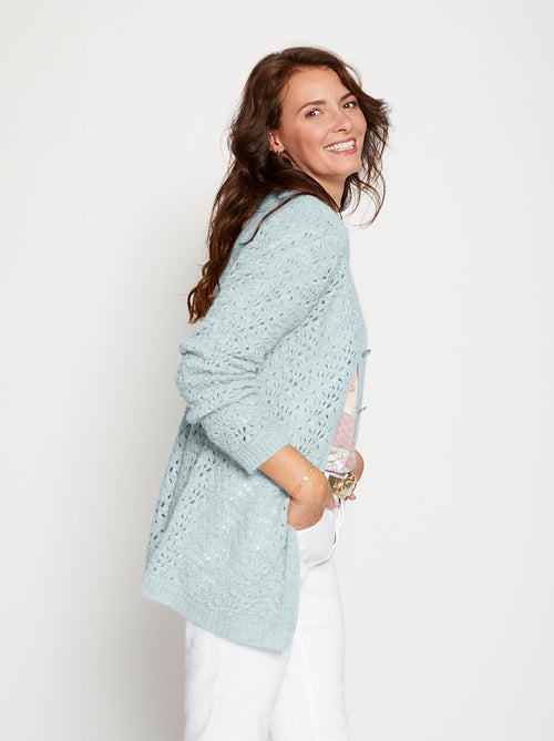 Gilet maille ajourée effet poilu - Kiabi