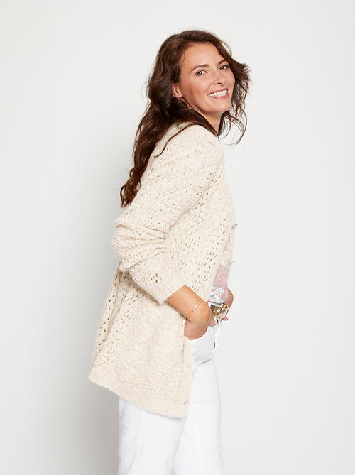 Gilet maille ajourée effet poilu - Kiabi