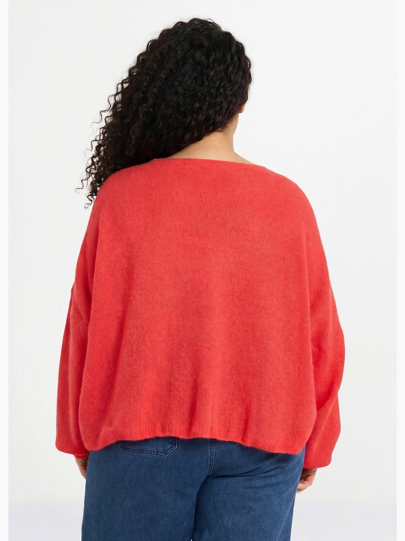 Gilet maille avec alpaga, col V - AFIBEL Corail - Kiabi