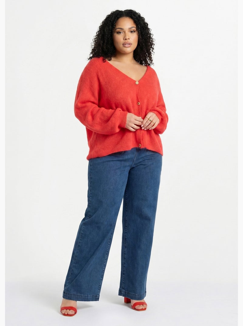 Gilet maille avec alpaga, col V - AFIBEL Corail - Kiabi