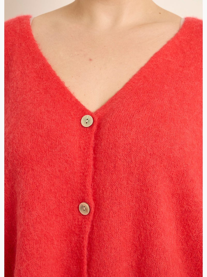 Gilet maille avec alpaga, col V - AFIBEL Corail - Kiabi