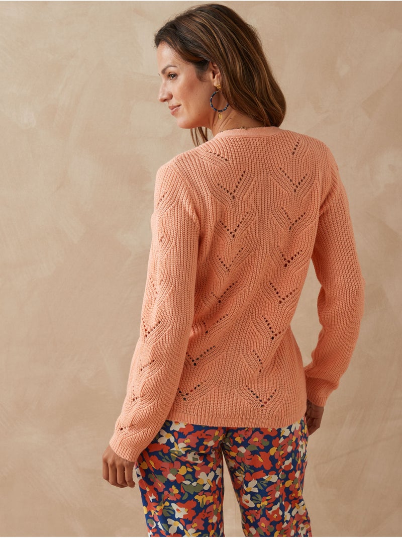 Gilet maille côtes perlées - DAXON Orange clair - Kiabi