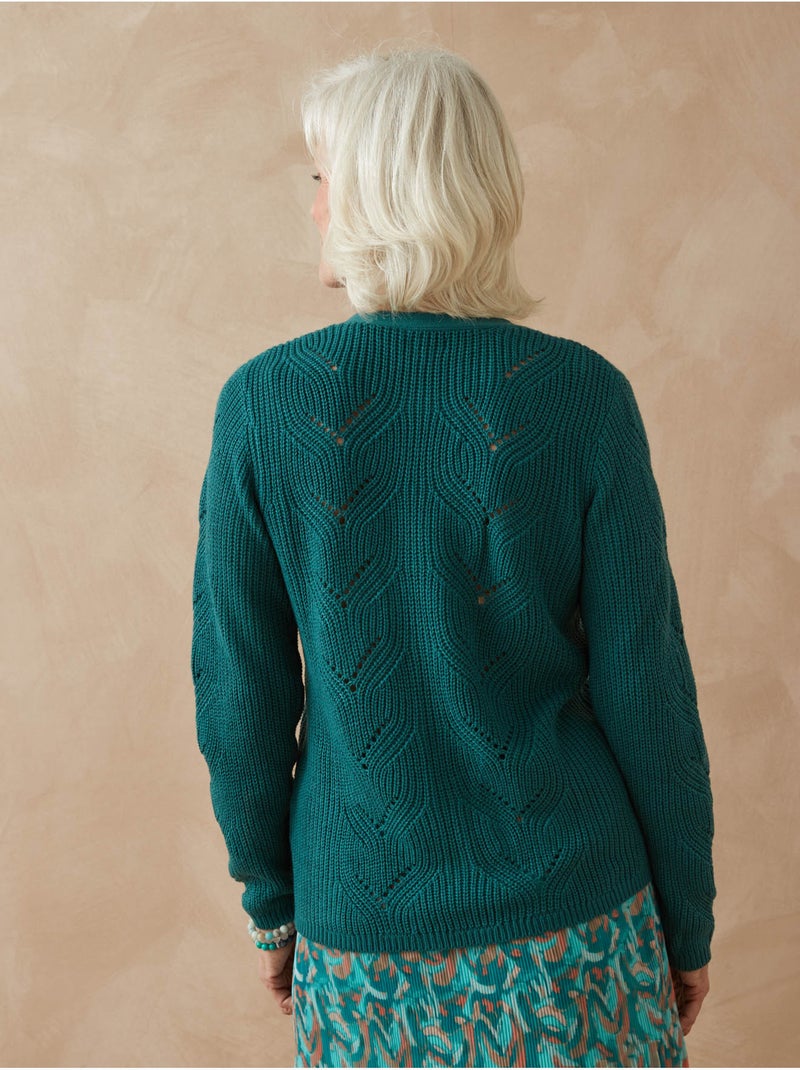 Gilet maille côtes perlées - DAXON Vert foncé - Kiabi