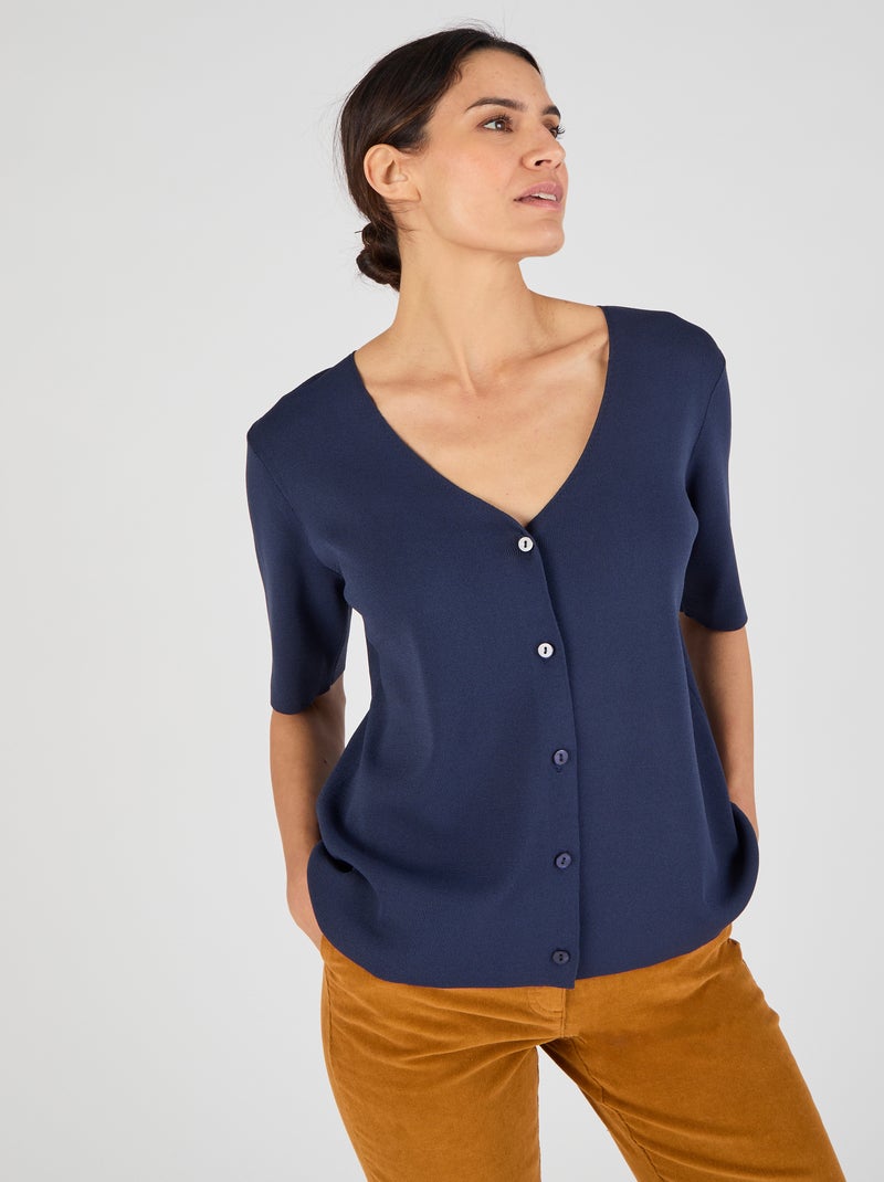 Gilet maille élégant - Damart Bleu marine - Kiabi