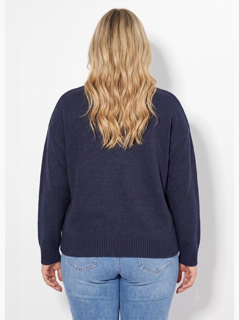 Gilet maille et détails plissés animalier - afibel Bleu marine - Kiabi