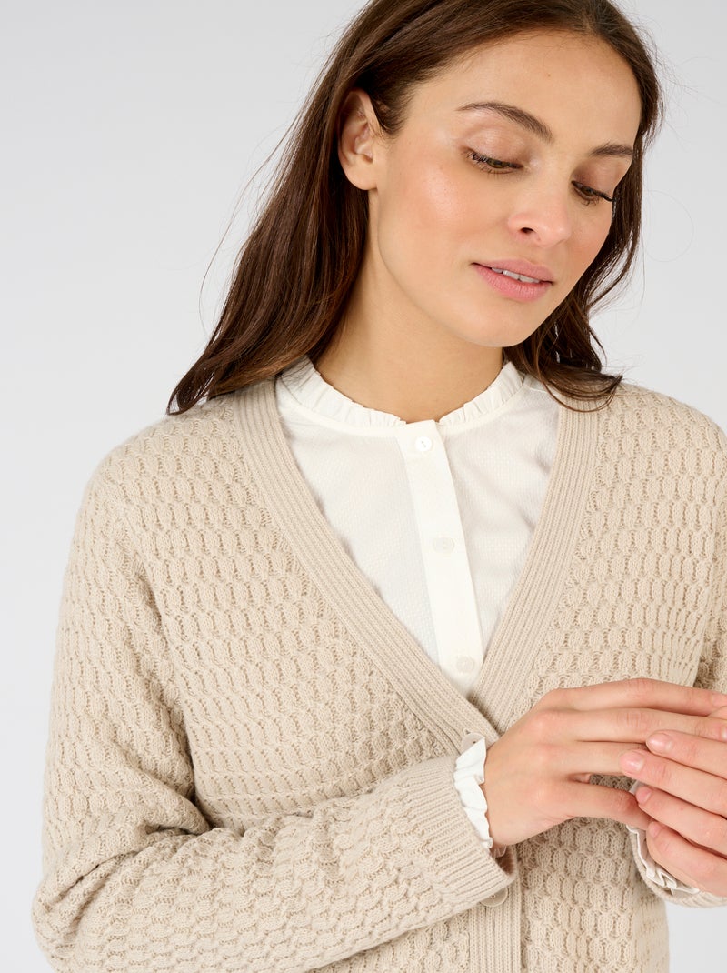 Gilet maille fantaisie - Damart Beige - Kiabi