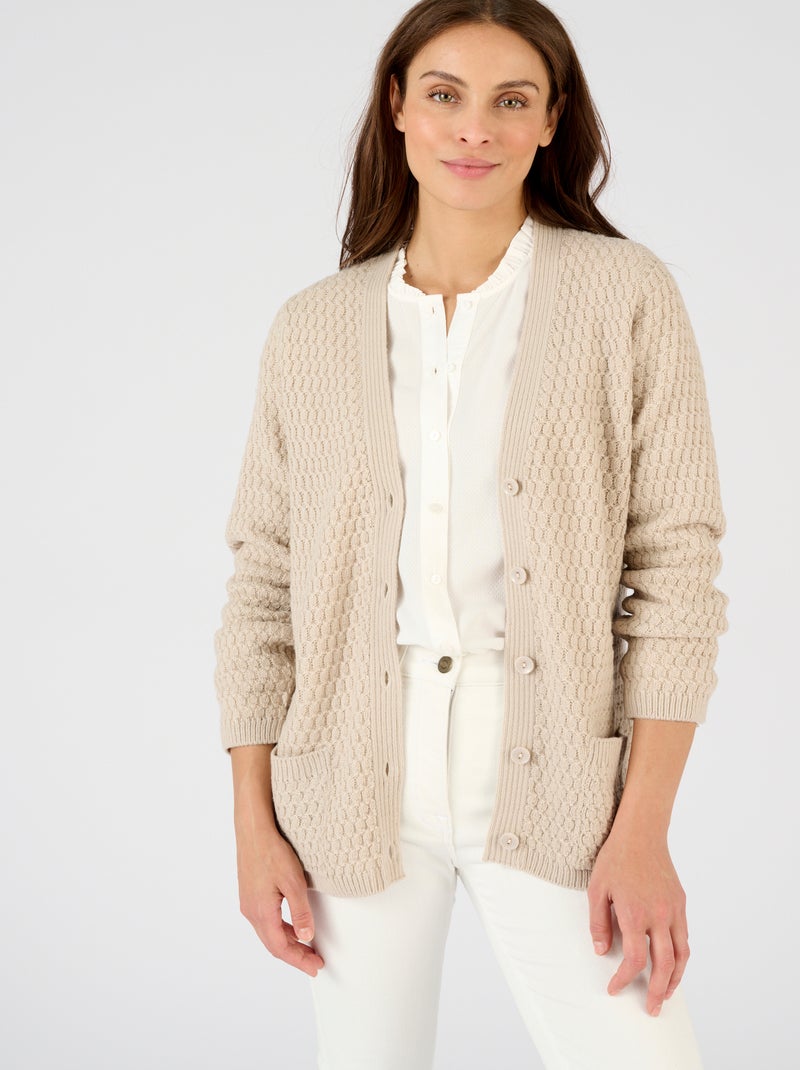 Gilet maille fantaisie - Damart Beige - Kiabi