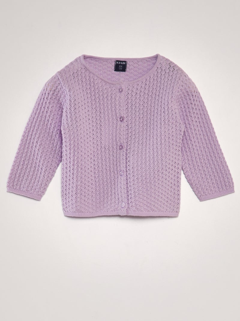 Gilet maille fantaisie Violet - Kiabi
