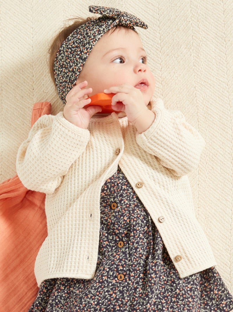 Gilet maille gaufrée écru - Kiabi