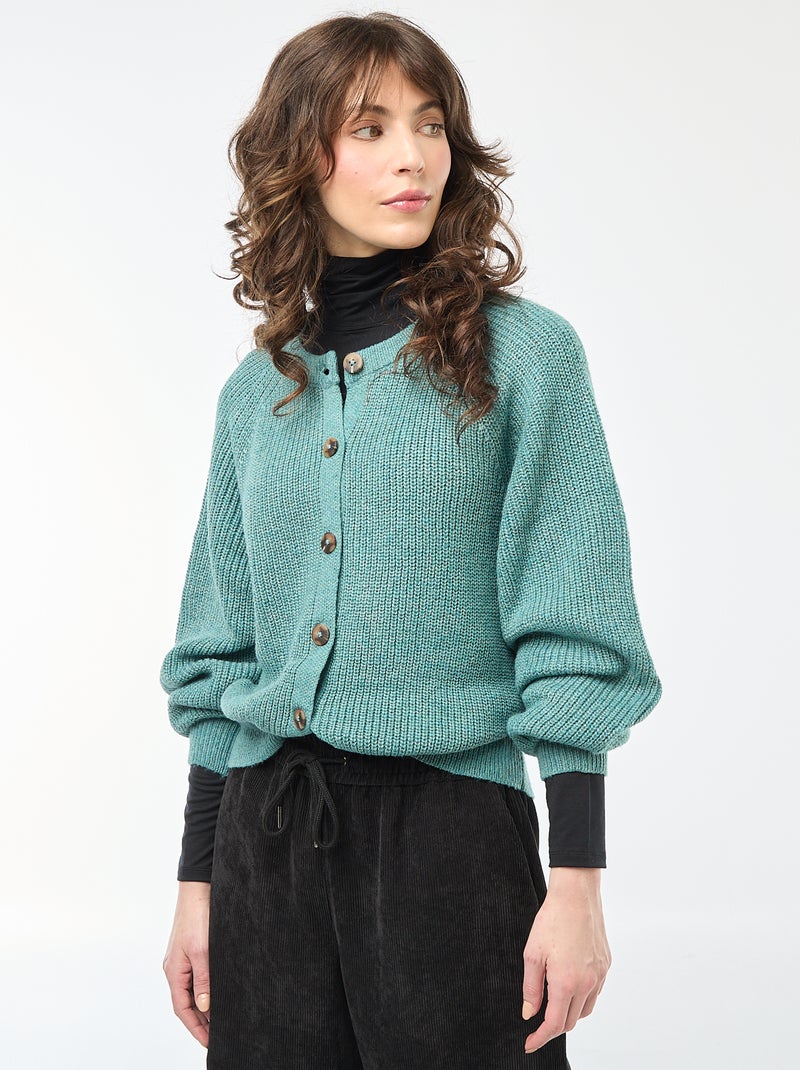 Gilet maille grosse jauge Bleu - Kiabi