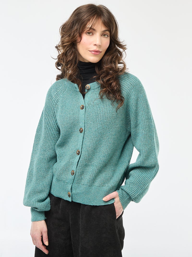 Gilet maille grosse jauge Bleu - Kiabi