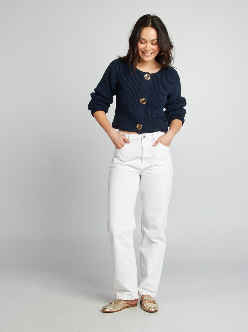 Gilet maille grosse jauge et gros boutons Marine - Kiabi