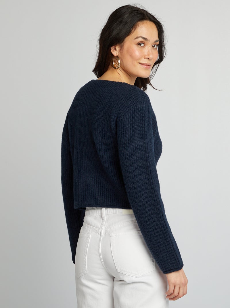 Gilet maille grosse jauge et gros boutons Marine - Kiabi