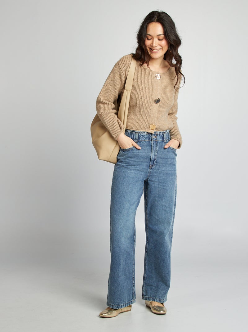 Gilet maille grosse jauge et gros boutons Marron - Kiabi
