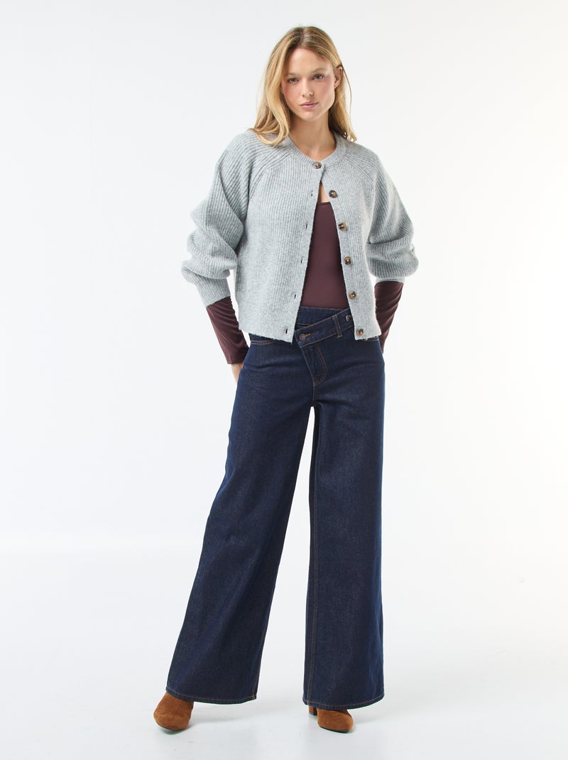 Gilet maille grosse jauge Gris - Kiabi