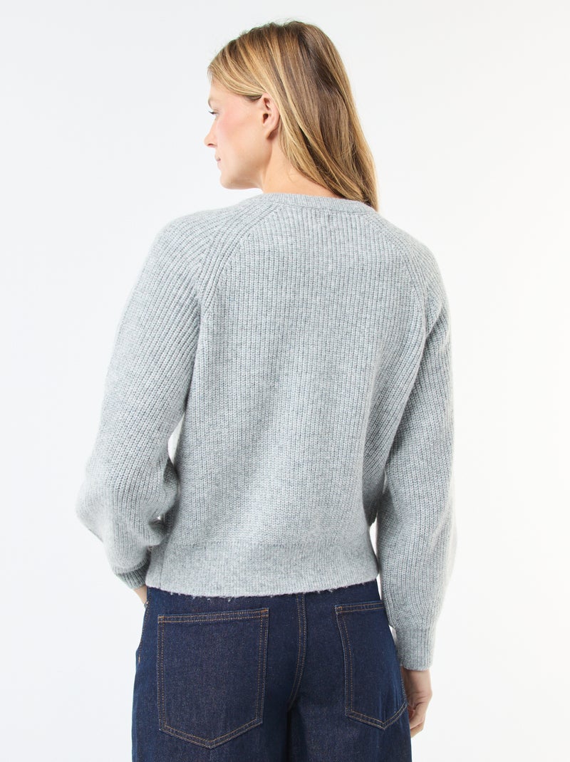 Gilet maille grosse jauge Gris - Kiabi