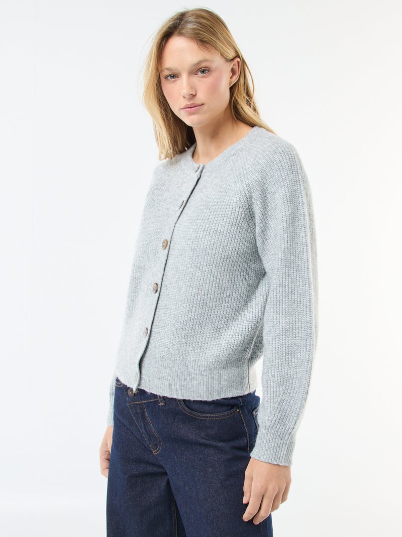 Gilet maille grosse jauge Gris - Kiabi