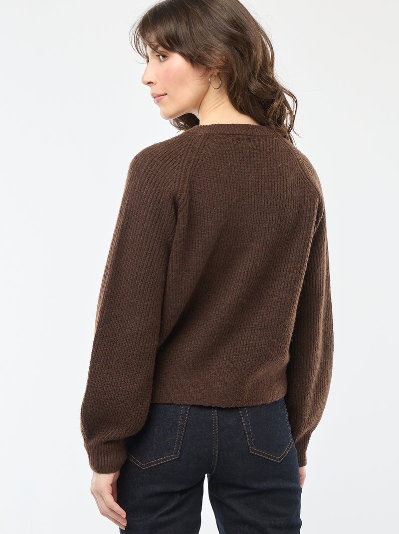 Gilet maille grosse jauge Marron - Kiabi