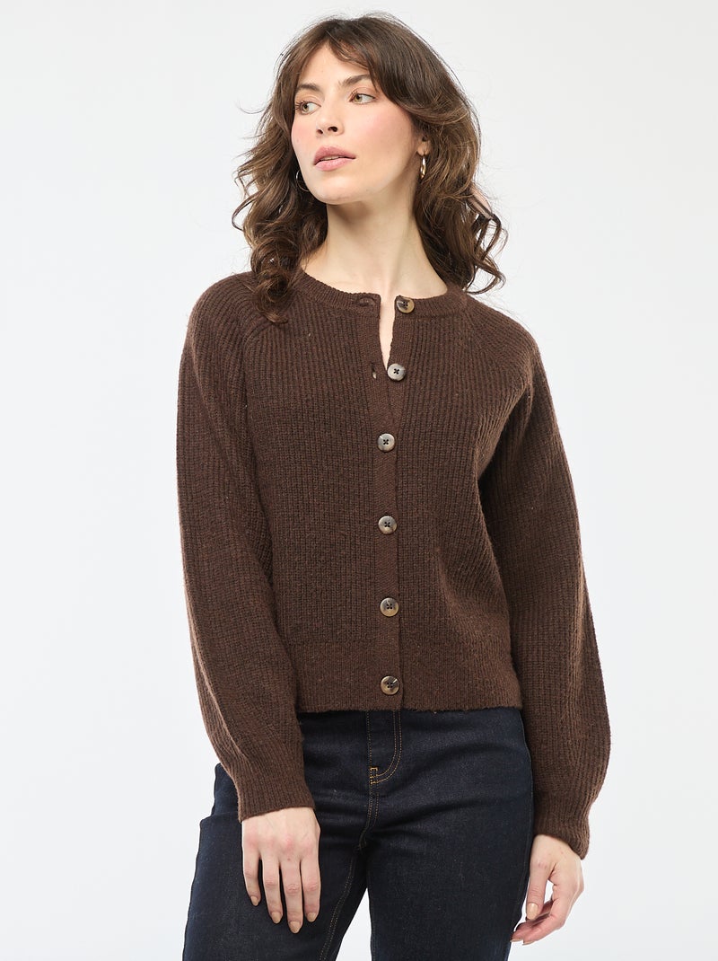 Gilet maille grosse jauge Marron - Kiabi