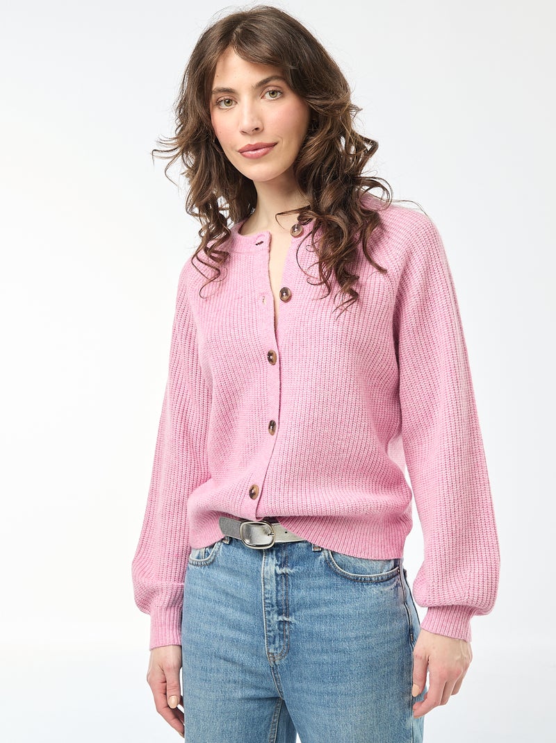 Gilet maille grosse jauge Rose - Kiabi