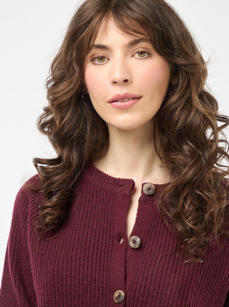 Gilet maille grosse jauge Rouge Femme Kiabi