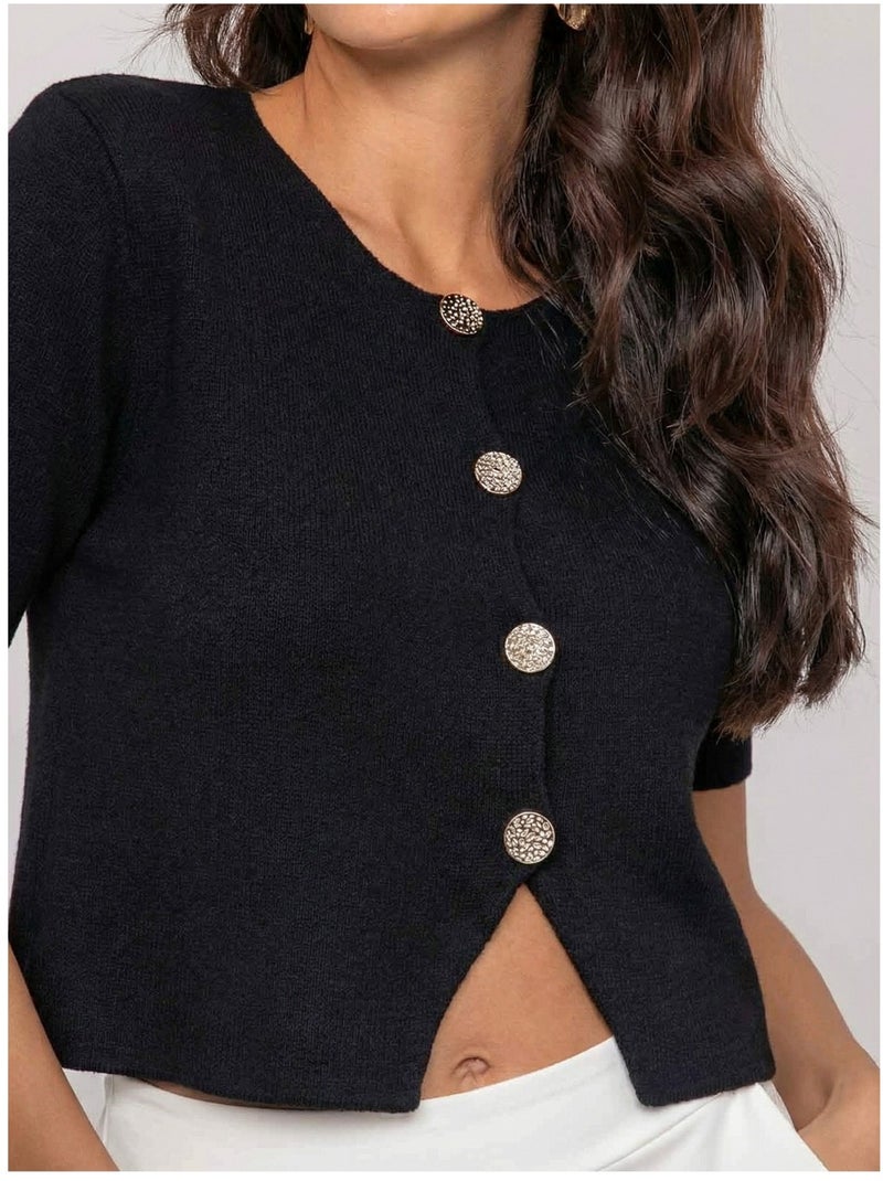 Gilet maille manches courtes KODALIE Noir - Kiabi