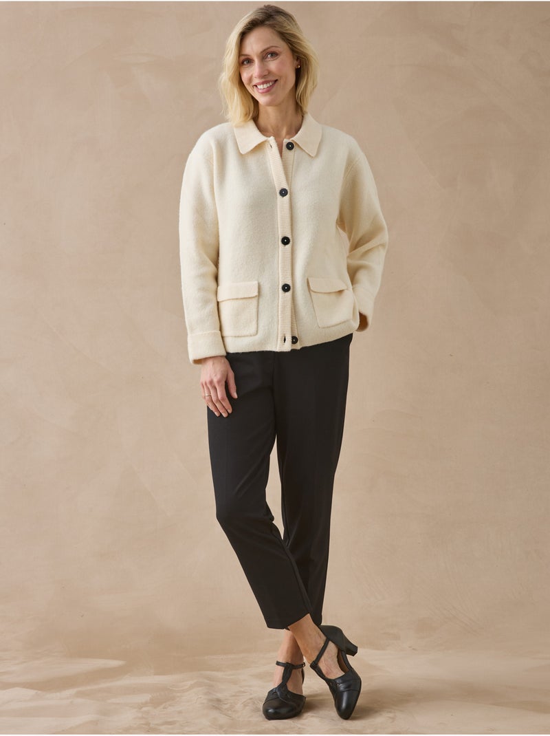 Gilet maille milano col polo - daxon Ecru - Kiabi