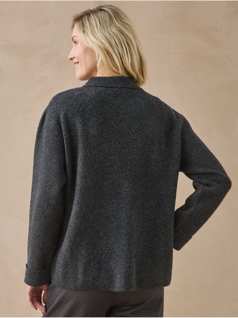 Gilet maille milano col polo - daxon Gris chiné - Kiabi