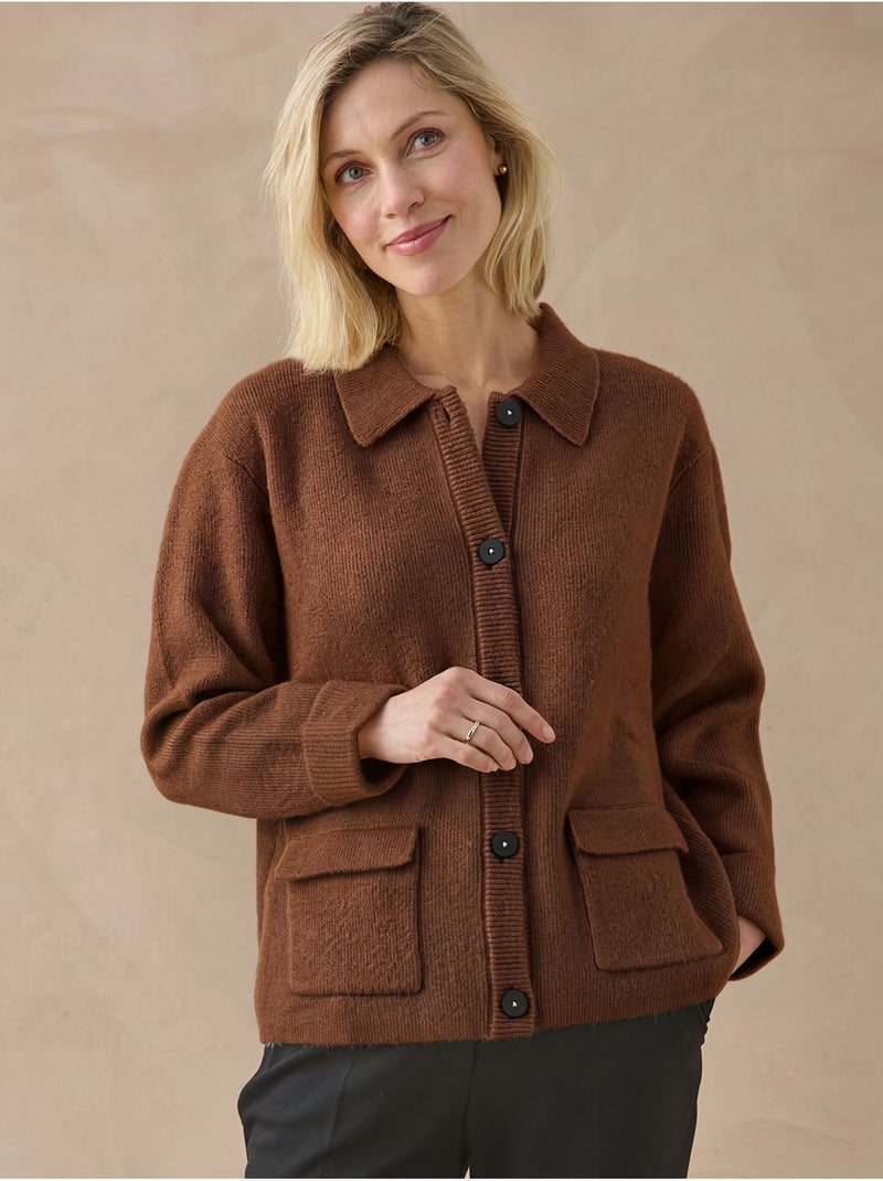 Gilet maille milano col polo - daxon Marron noisette - Kiabi
