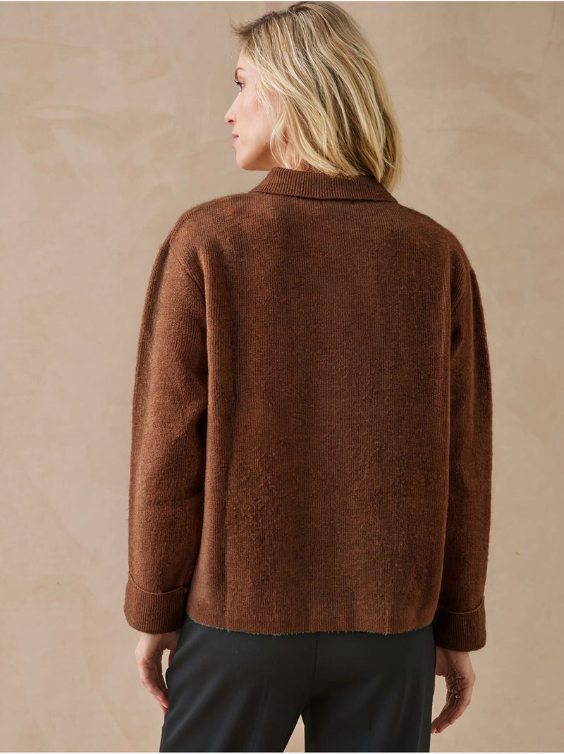 Gilet maille milano col polo - daxon Marron noisette - Kiabi