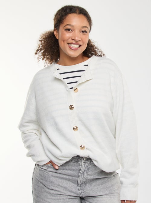 Gilet maille moulinée à boutons rétro - Kiabi