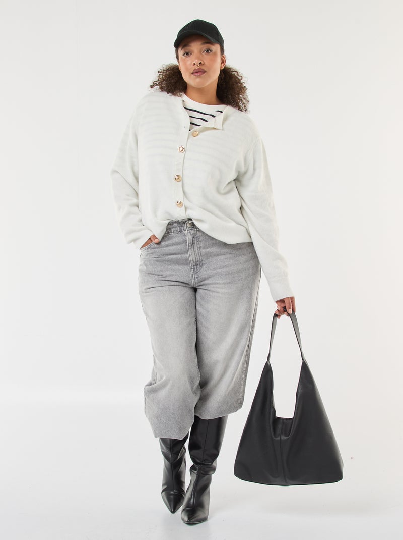 Gilet maille moulinée à boutons rétro Blanc - Kiabi
