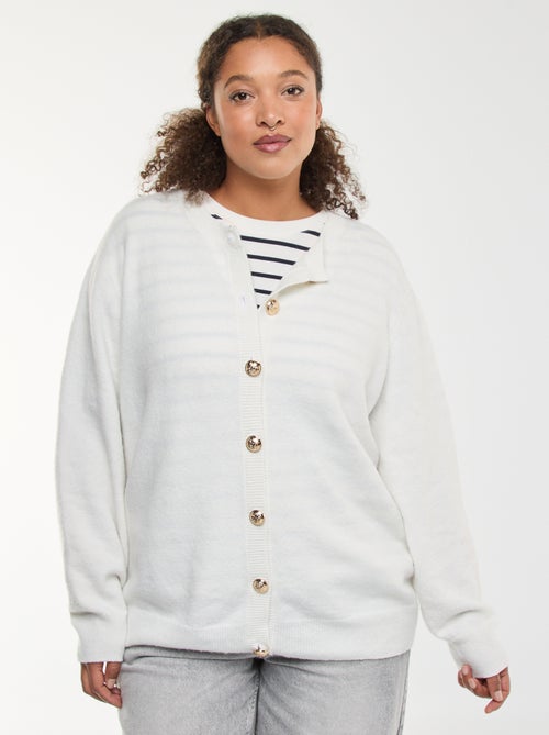 Gilet maille moulinée à boutons rétro - Kiabi