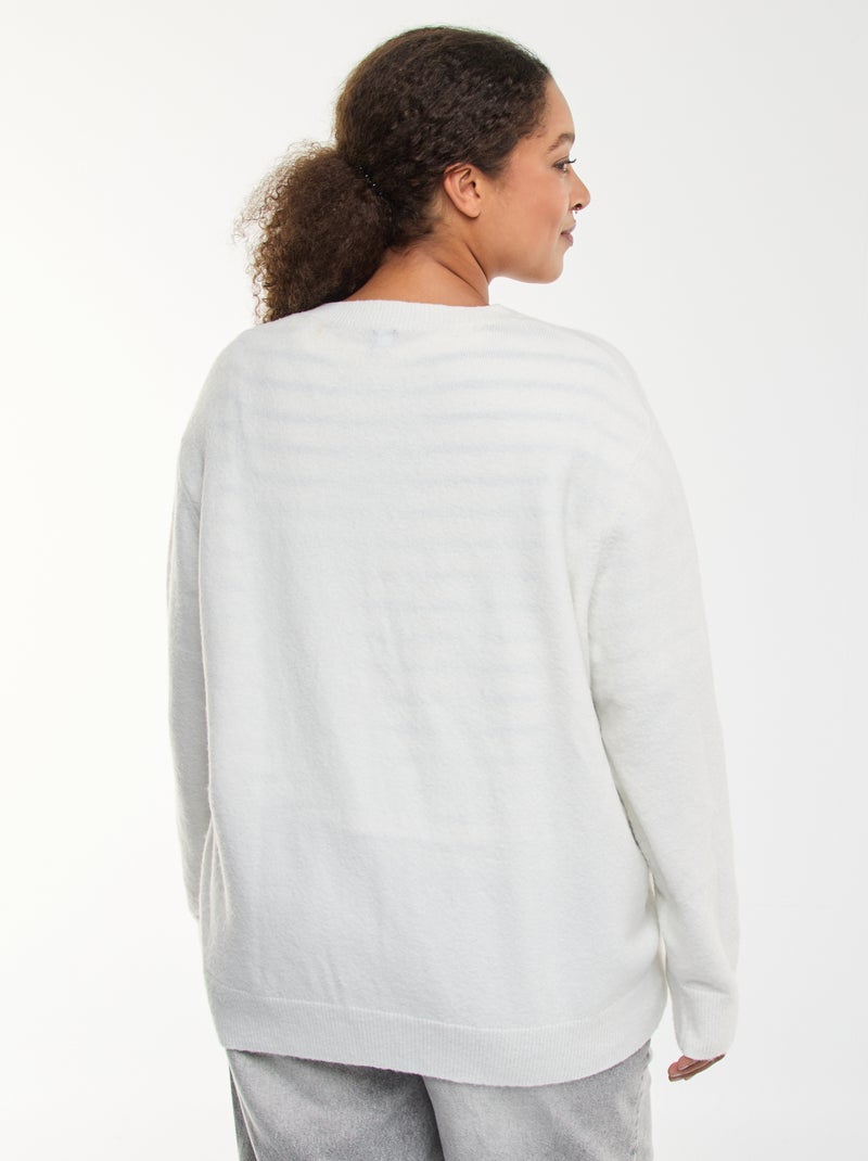 Gilet maille moulinée à boutons rétro Blanc - Kiabi