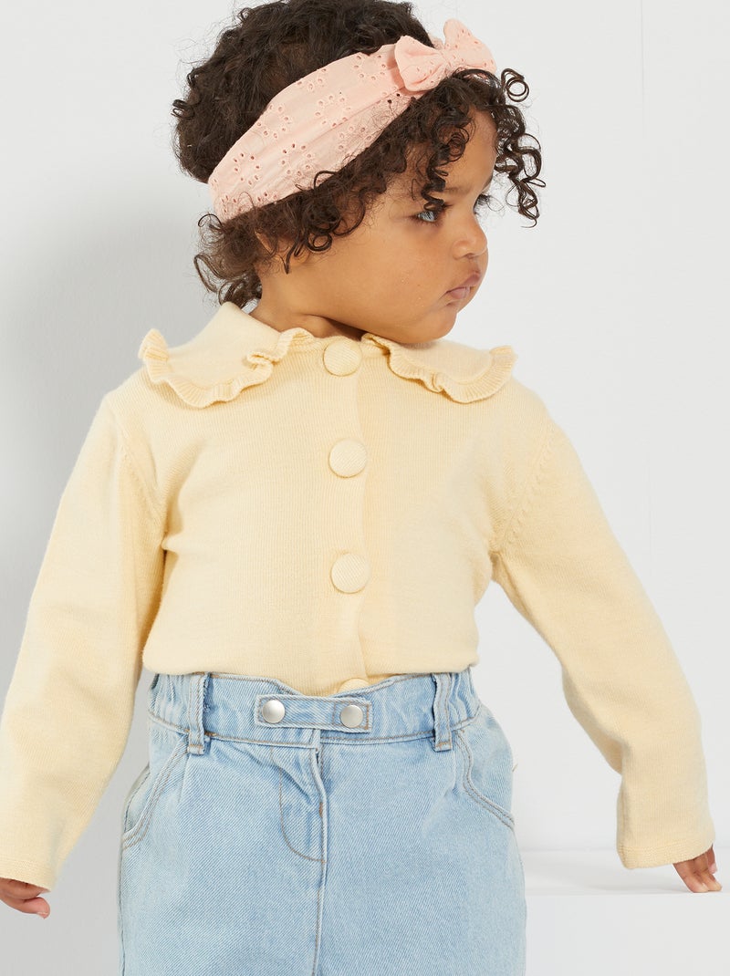 Gilet maille mousseuse jaune - Kiabi