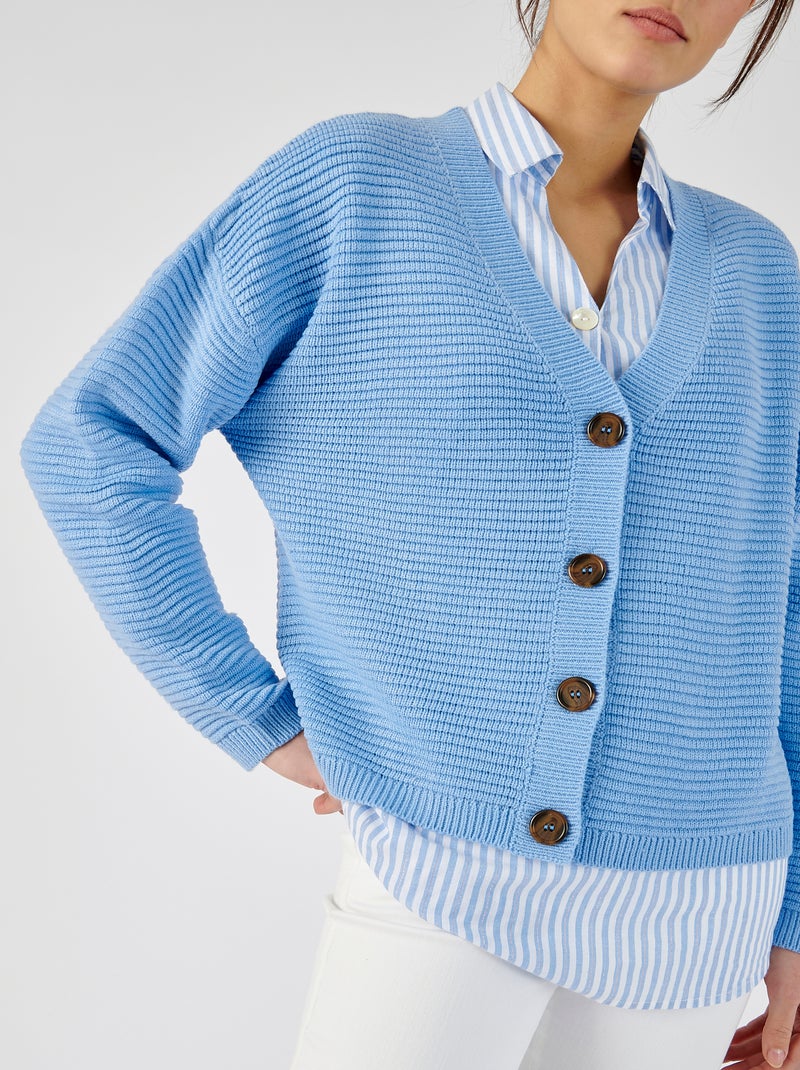 Gilet maille ottoman - Damart Bleu Bleu ciel - Kiabi