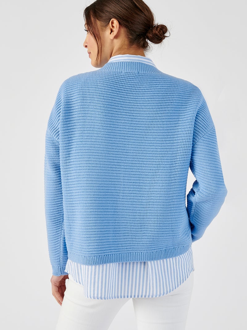 Gilet maille ottoman - Damart Bleu Bleu ciel - Kiabi