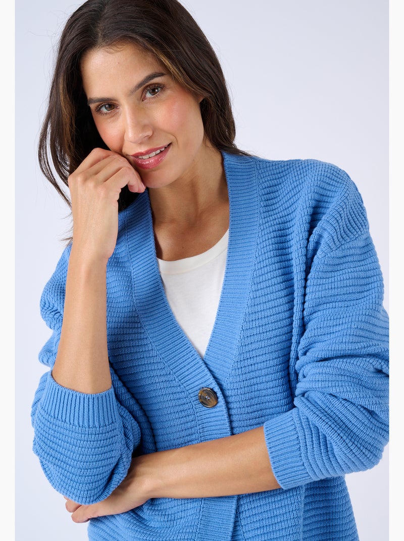 Gilet maille ottoman - damart Bleu ciel - Kiabi