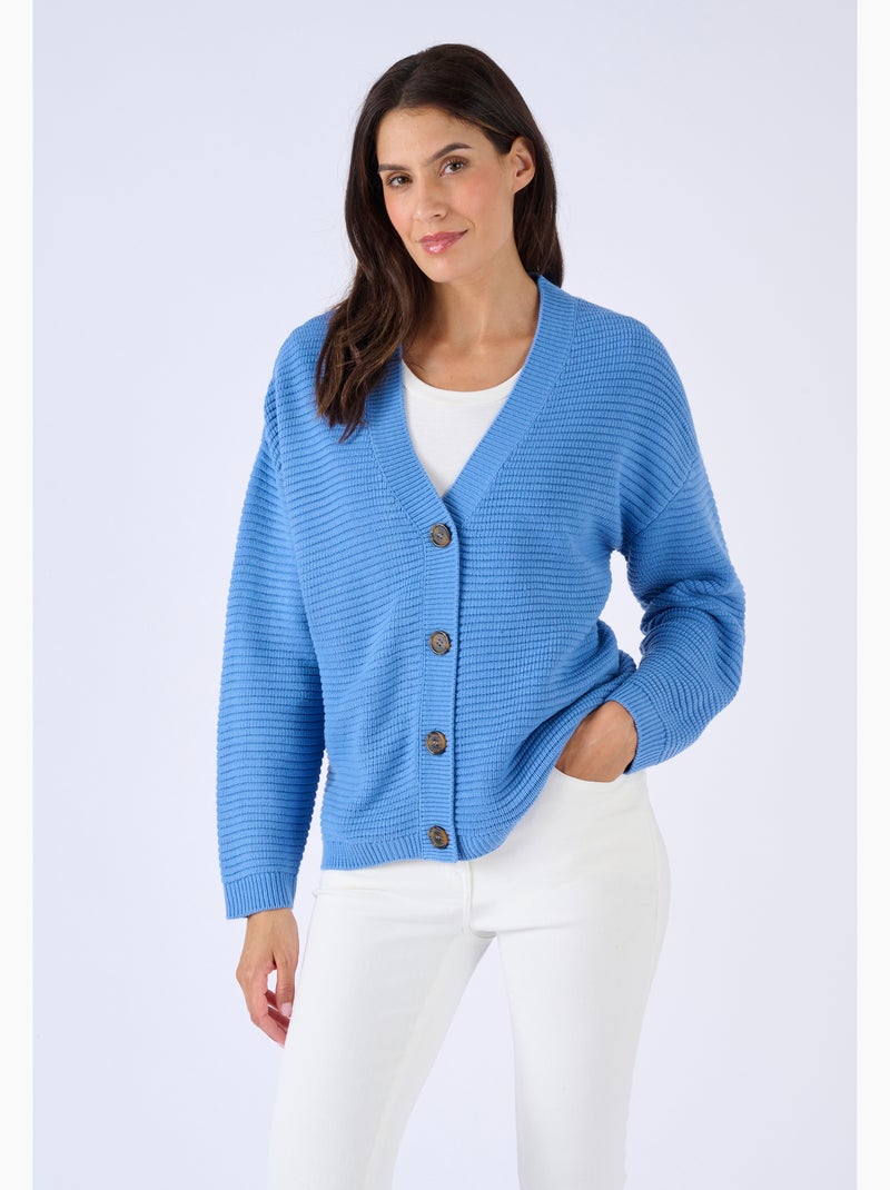 Gilet maille ottoman - damart Bleu ciel - Kiabi