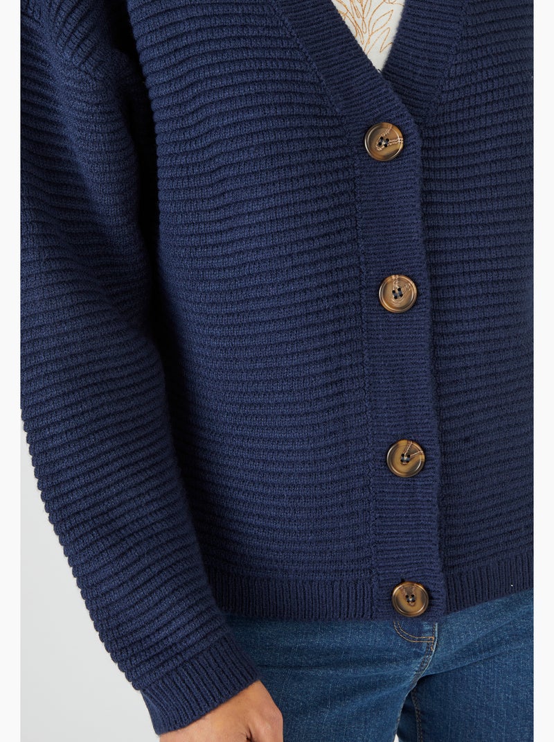Gilet maille ottoman - Damart Bleu marine - Kiabi