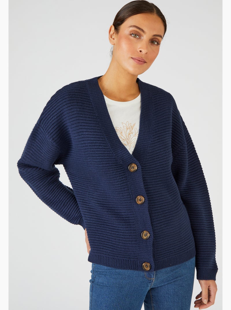 Gilet maille ottoman - Damart Bleu marine - Kiabi