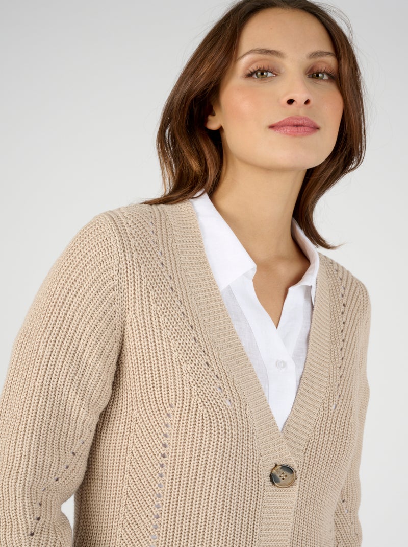 Gilet maille perlée - Damart Beige - Kiabi