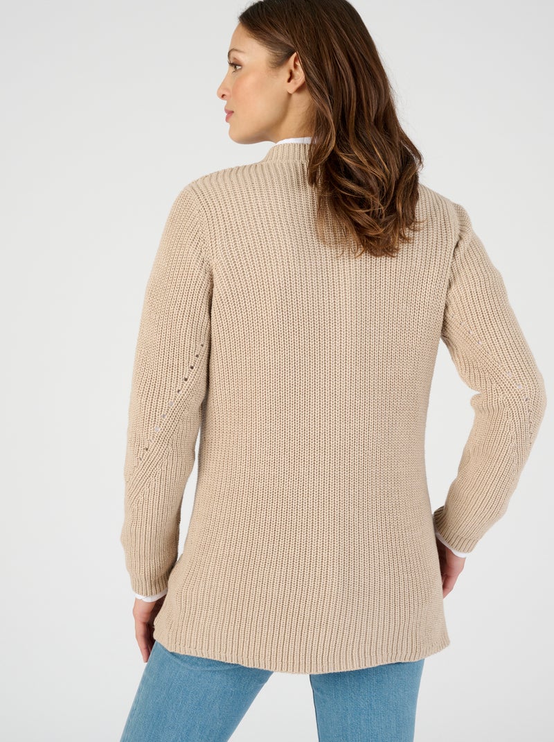 Gilet maille perlée - Damart Beige - Kiabi