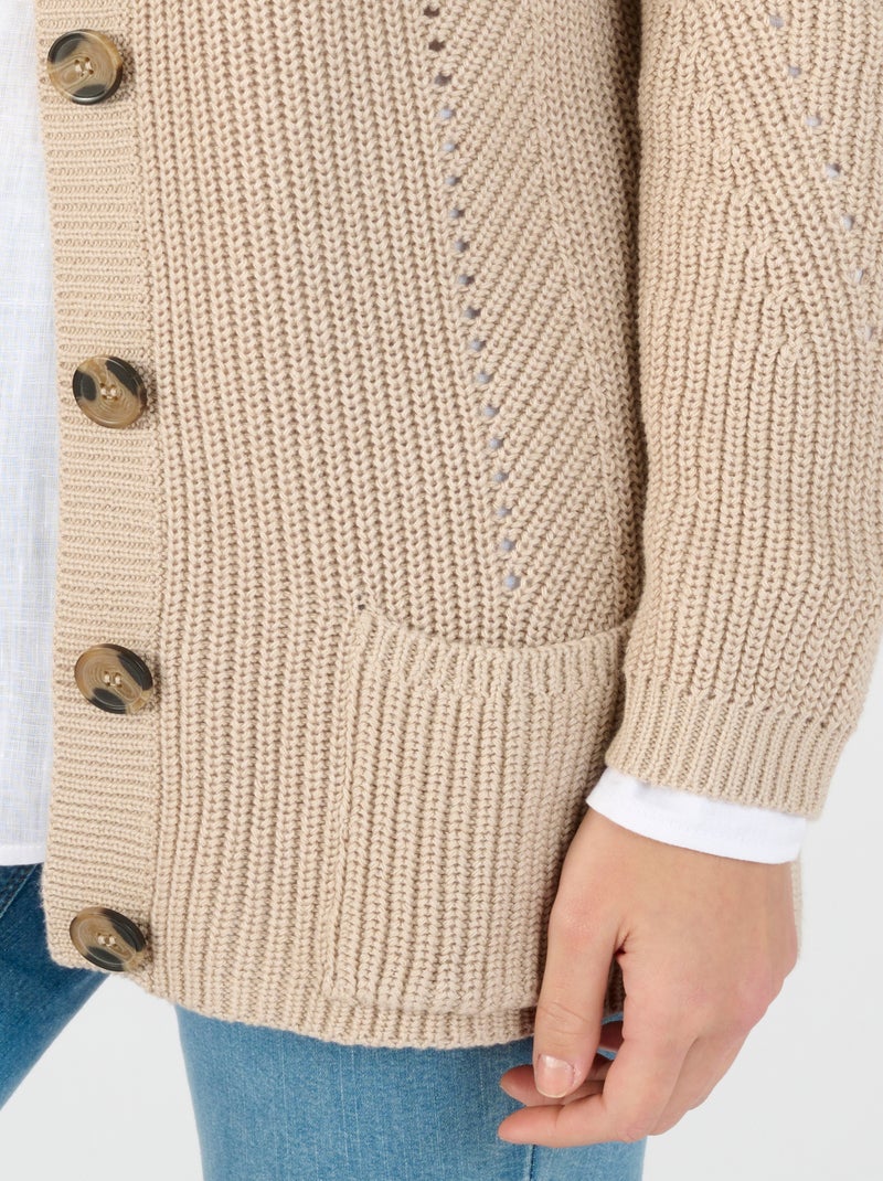 Gilet maille perlée - Damart Beige - Kiabi