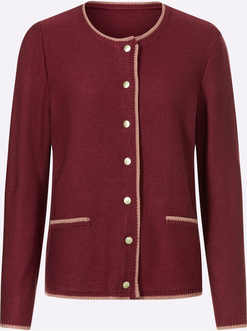 Gilet Maille Perlée Attrayante - Taille Standard - Moda Vilona Rouge/Rose - Kiabi