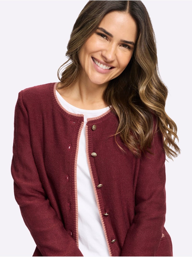 Gilet Maille Perlée Attrayante - Taille Standard - Moda Vilona Rouge/Rose - Kiabi