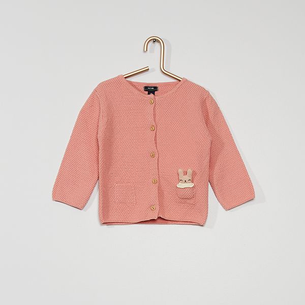 Gilet Maille Point Fantaisie Avec Lapin Bebe Fille Rose Kiabi 7 00