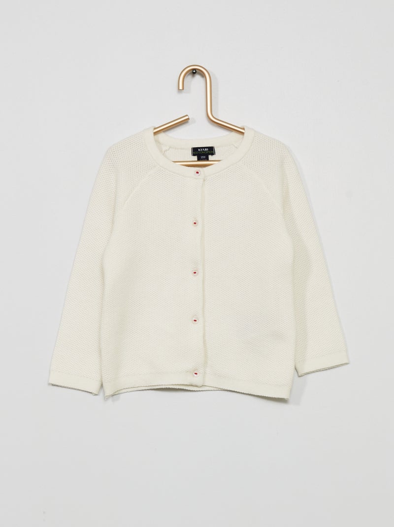 Gilet maille point mousse blanc - Kiabi