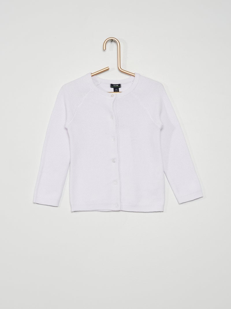 Gilet maille point mousse blanc - Kiabi