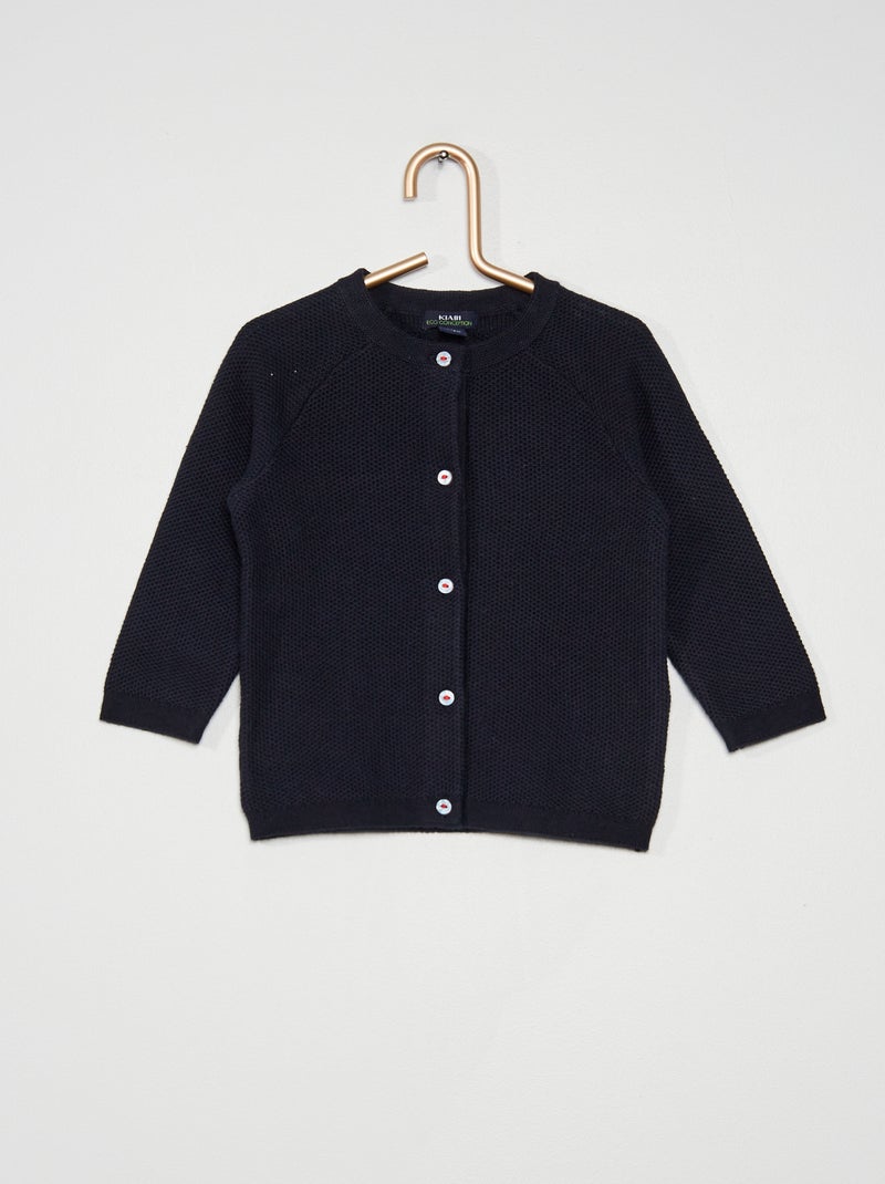 Gilet maille point mousse marine - Kiabi